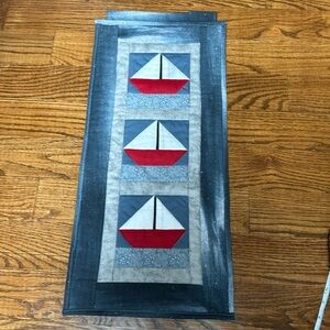 Handmade quilted sailboat wall hanging